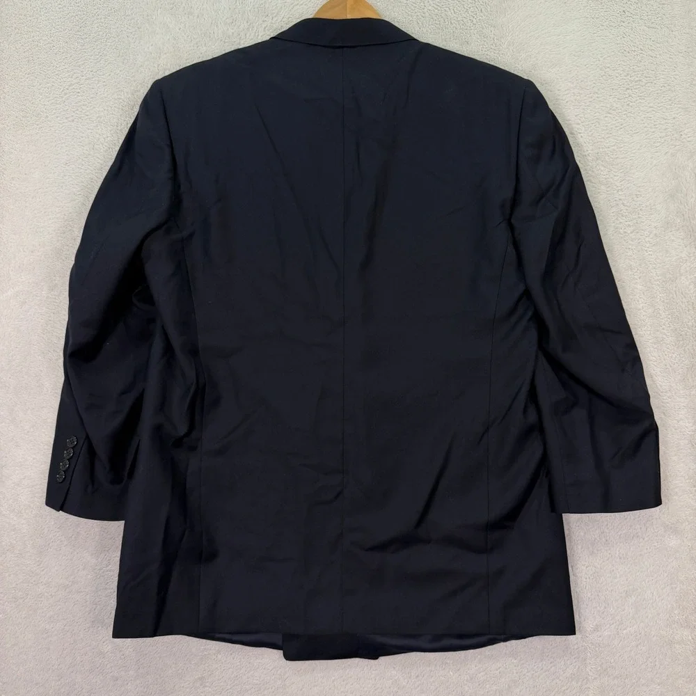 Vintage Ermenegildo Zegna Mens 44R Slim Fit Double Breasted Blazer Navy Wool EUC